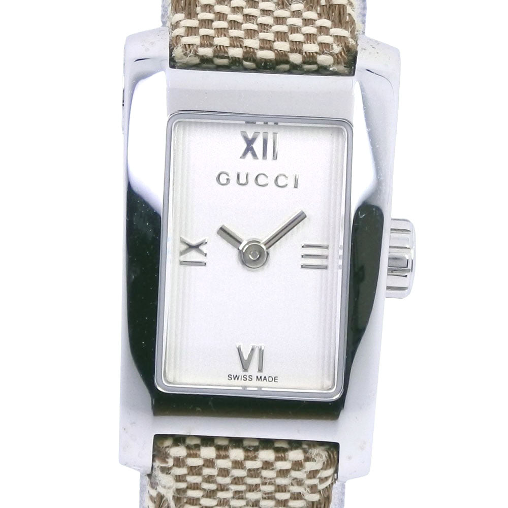 GUCCI Watches Quartz 8600L Stainless Steel, GG Canvas white White dial Women Used