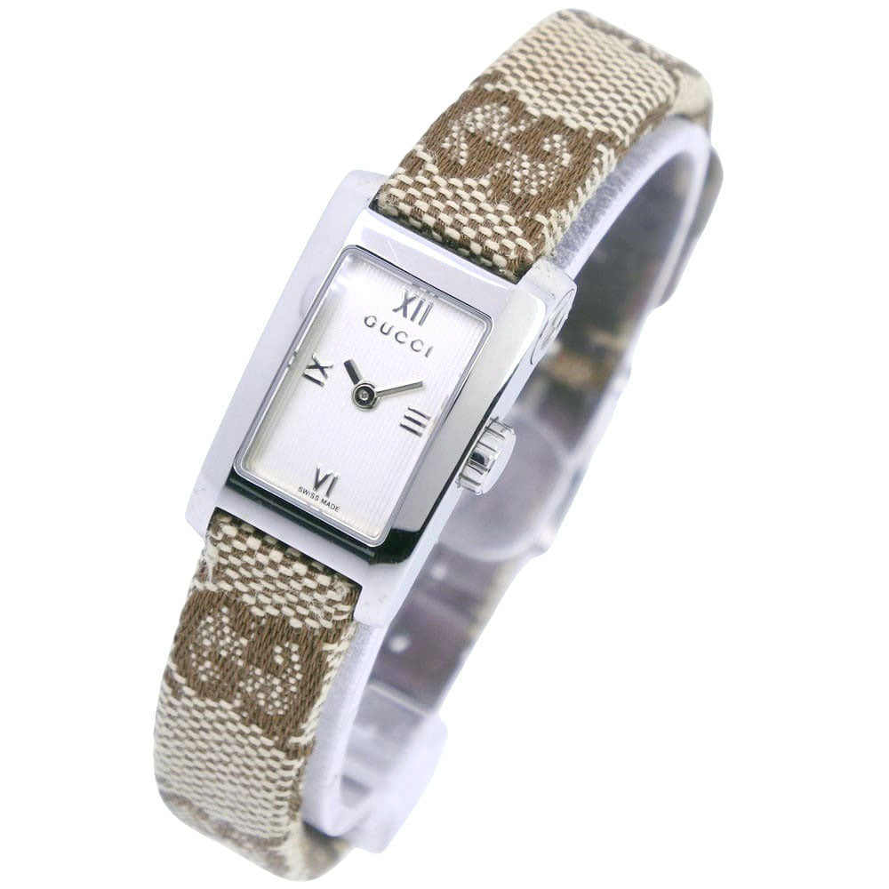 GUCCI Watches Quartz 8600L Stainless Steel, GG Canvas white White dial Women Used