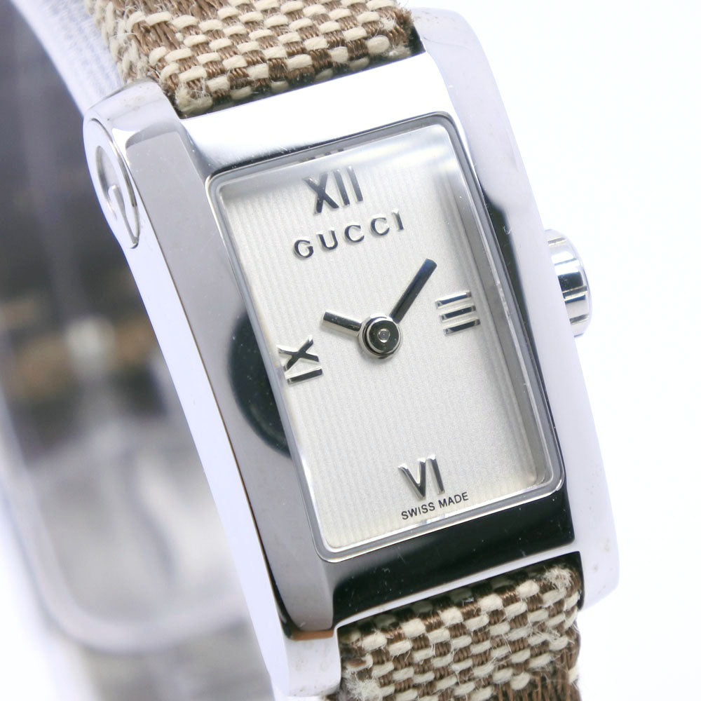 GUCCI Watches Quartz 8600L Stainless Steel, GG Canvas white White dial Women Used