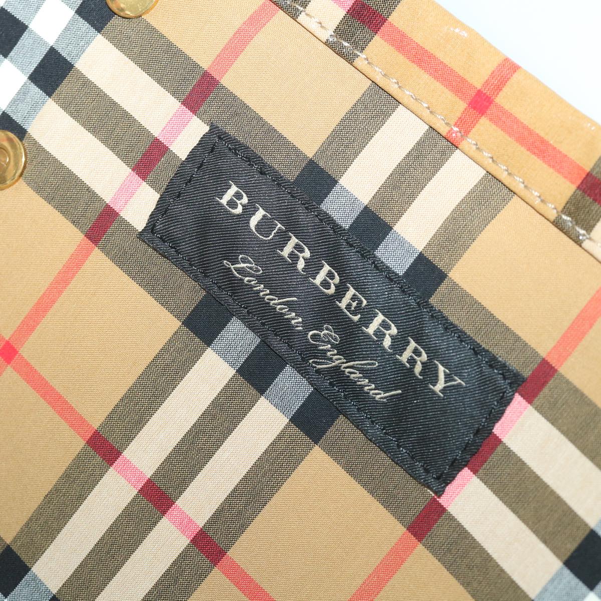 BURBERRY Nova Check Tote Bag Coated Canvas Beige Black Auth 58067