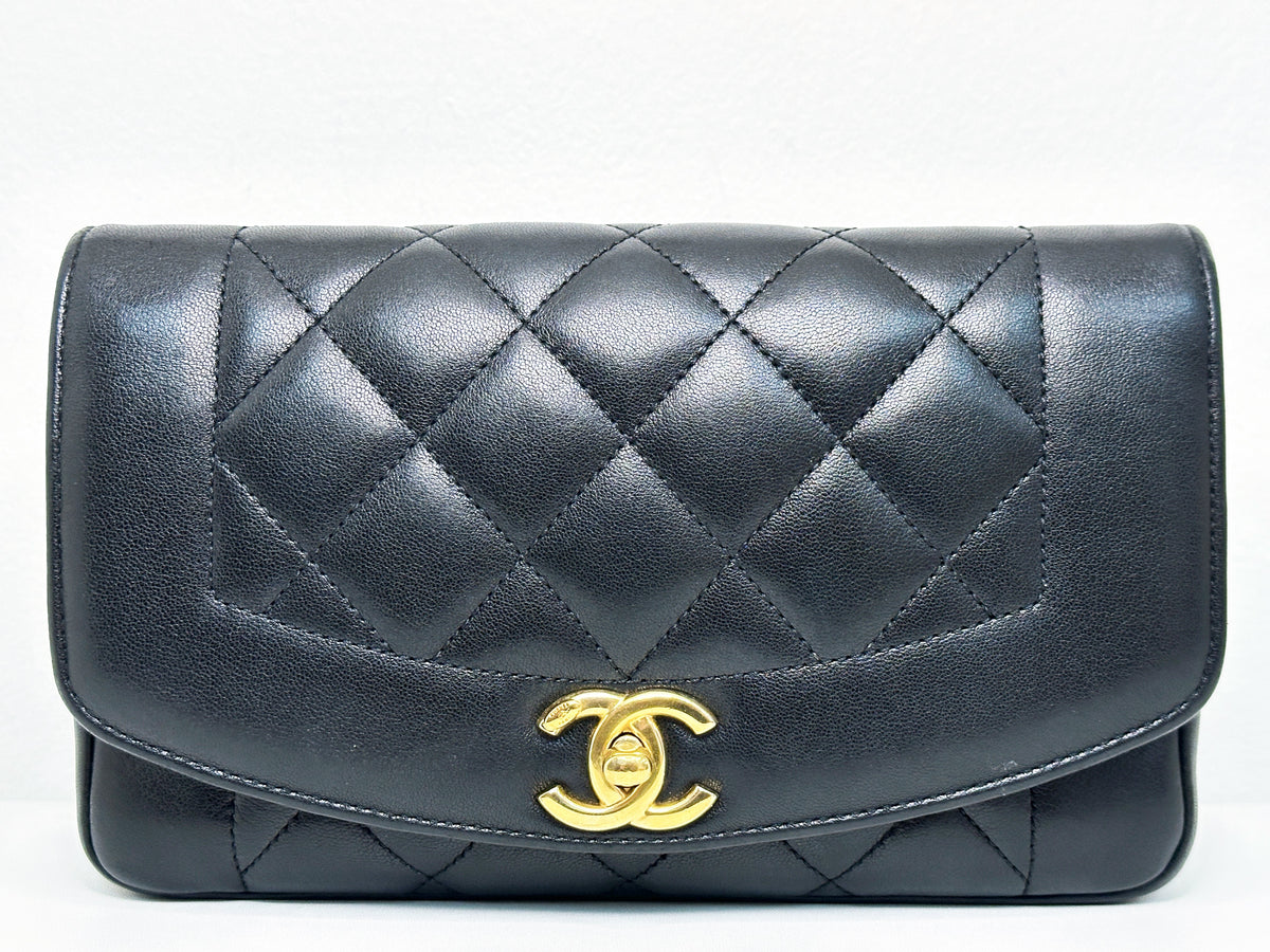 Chanel Small Diana Flap Black Lambskin GHW 2073 holo