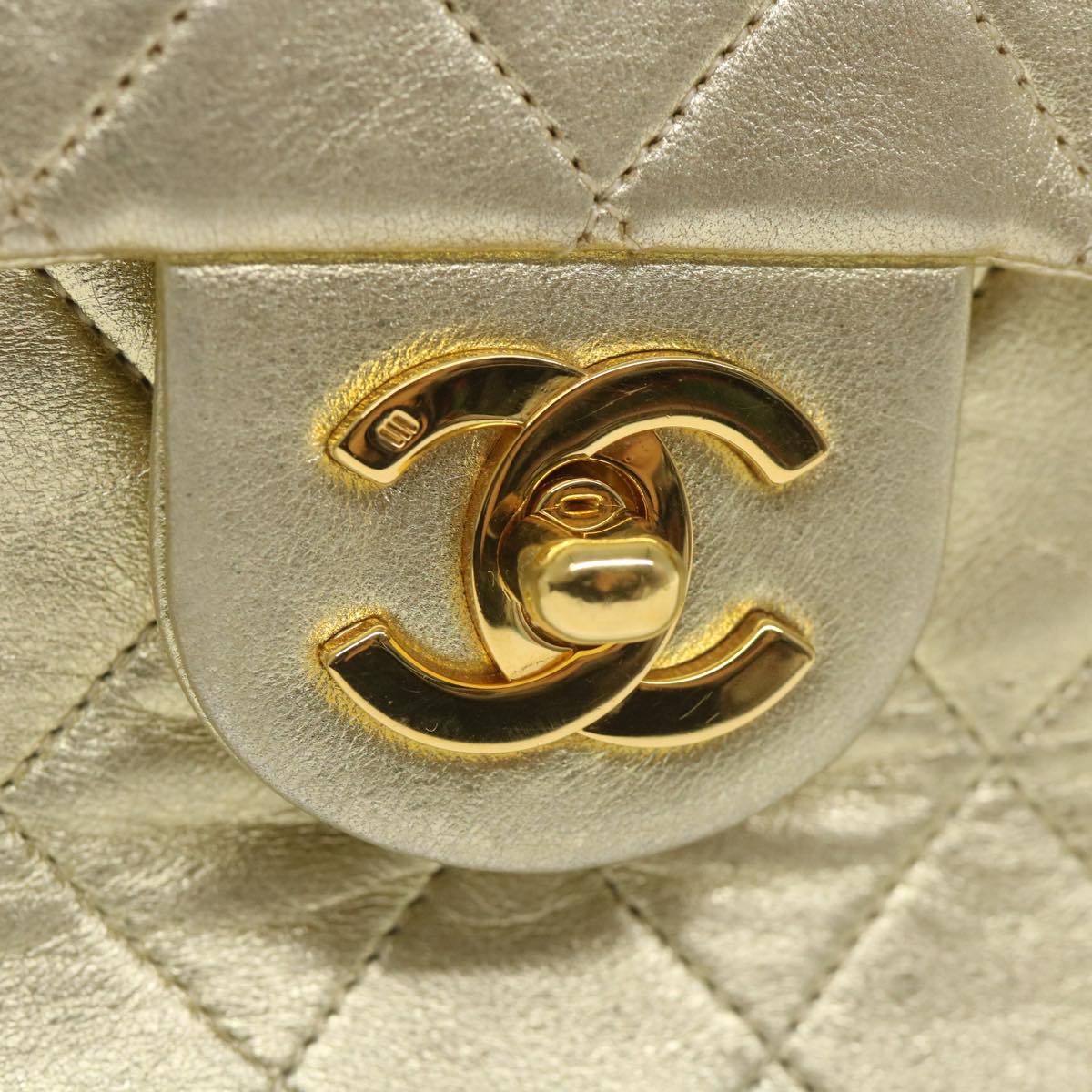 Top Quality Chanel Matelasse Chain Shoulder Bag Lamb Skin Gold CC Auth 58346A