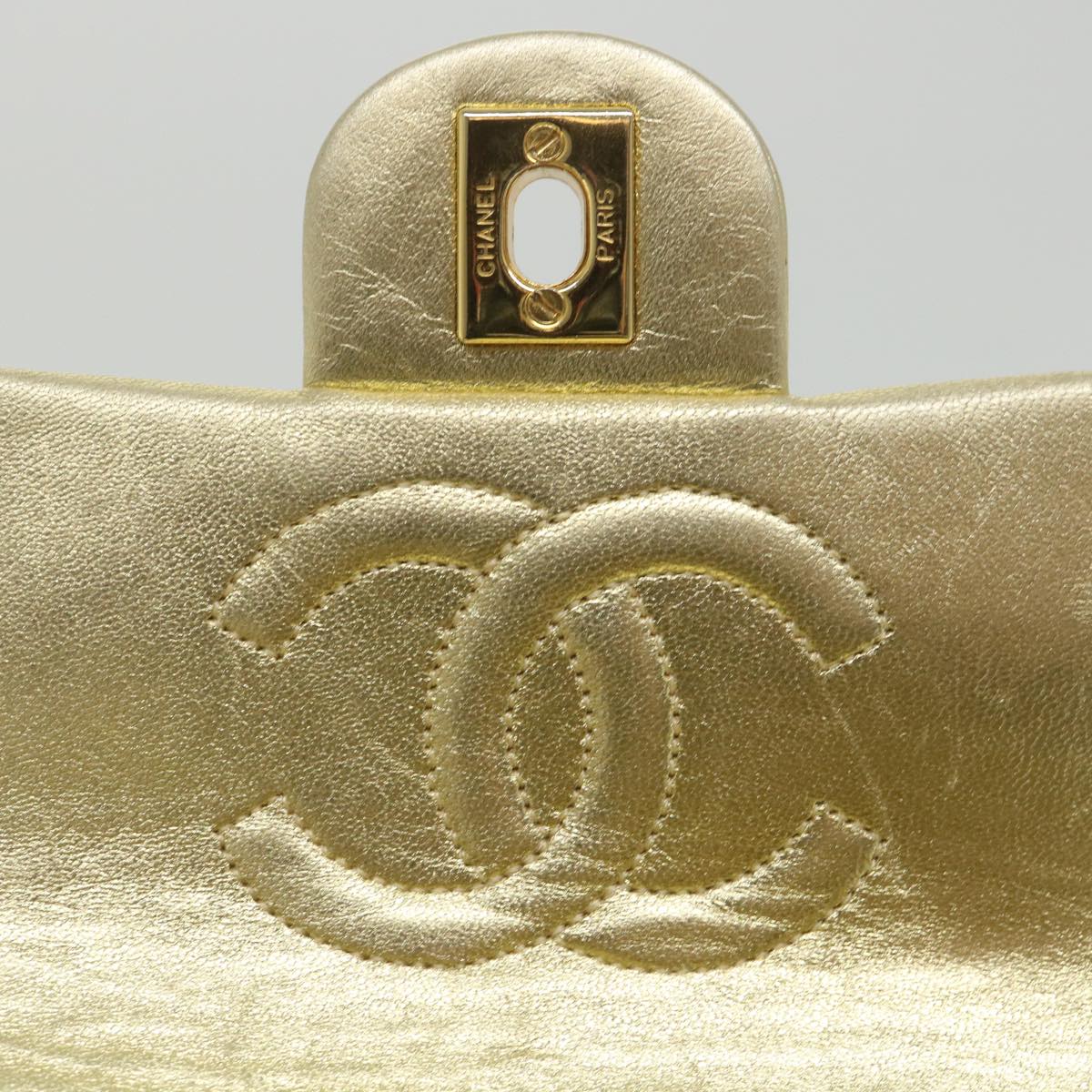 Top Quality Chanel Matelasse Chain Shoulder Bag Lamb Skin Gold CC Auth 58346A