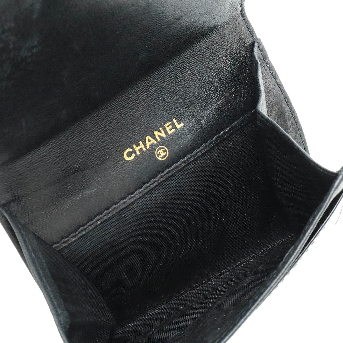 Chanel Chanel Coinmark Coincase Coinwork Coinwork Patent Leather Black Black Silver Gold A01430