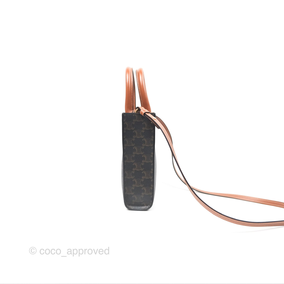 Celine Mini Vertical Cabas Bag Triomphe Canvas Tan