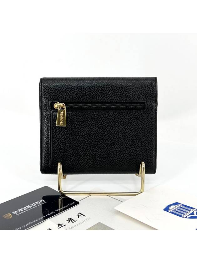 Logo caviar bifold wallet black Chanel