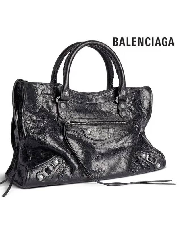 Luxury Balenciaga  Le City Medium Leather Tote Bag Black