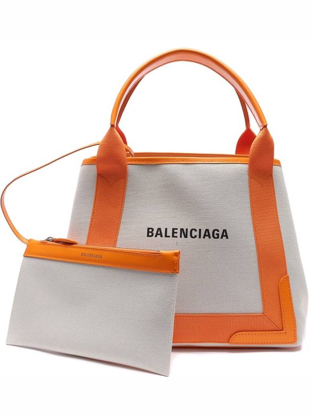 Luxury Balenciaga  Cabas Logo Canvas Small Tote Bag Dark Orange