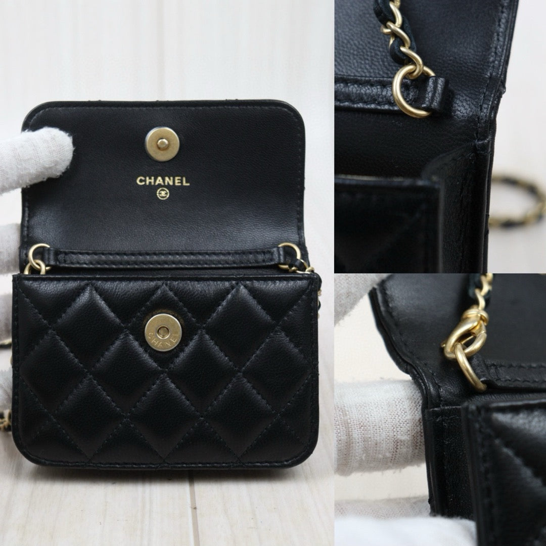 Excellent（Rank SA）｜ CHANEL Lambskin Leather Matrasse Chain mini Bag Made In 2020～2021Year｜H25022411