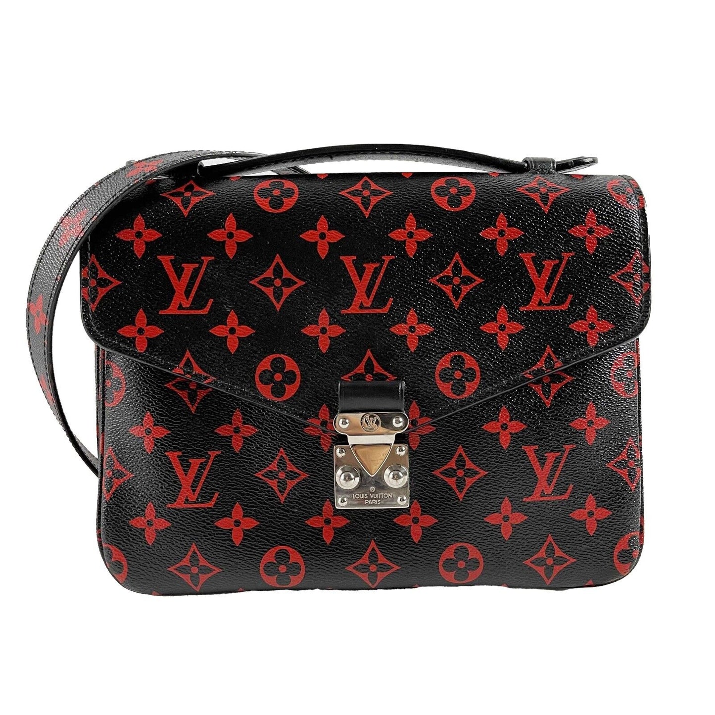 LOUIS VUITTON Very Good Monogram Infrarouge Pochette Metis Black/Red Crossbody