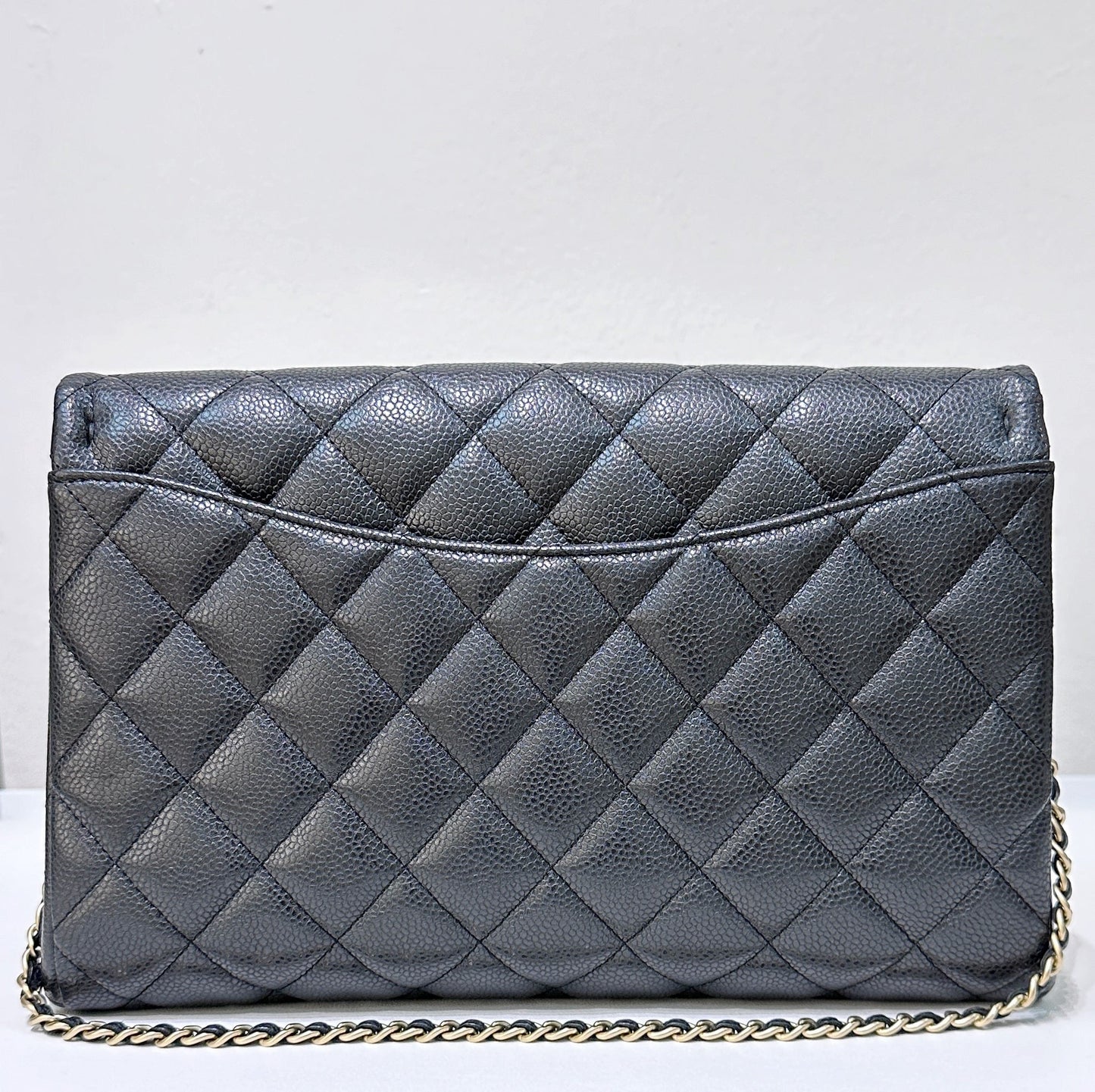 CHANEL Caviar Quilted Clutch With Chain Flap Black GHW