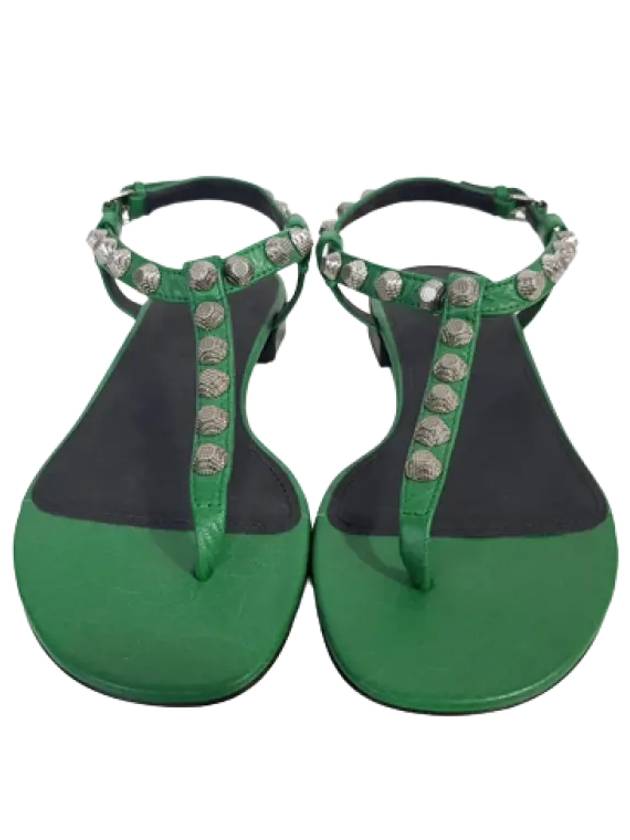 Luxury Balenciaga  Stud Strap Sandals Green