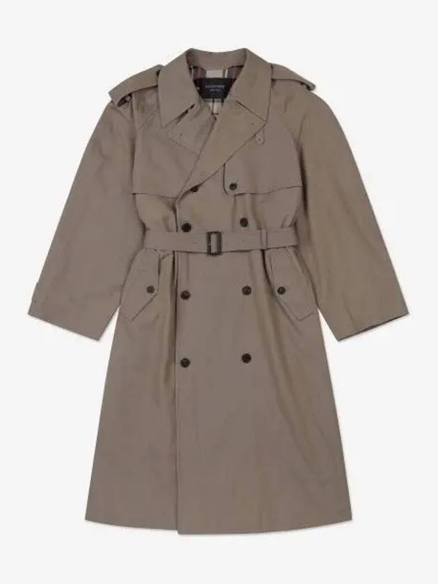 Luxury Balenciaga  WoMen's Oversized Shoulder Tab Trench Coat Beige