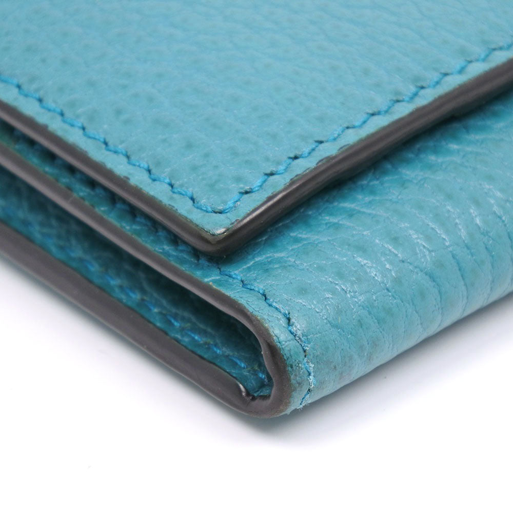 GUCCI Long Wallet Purse 449279 leather Blue green Interlocking GG unisex(Unisex) Used