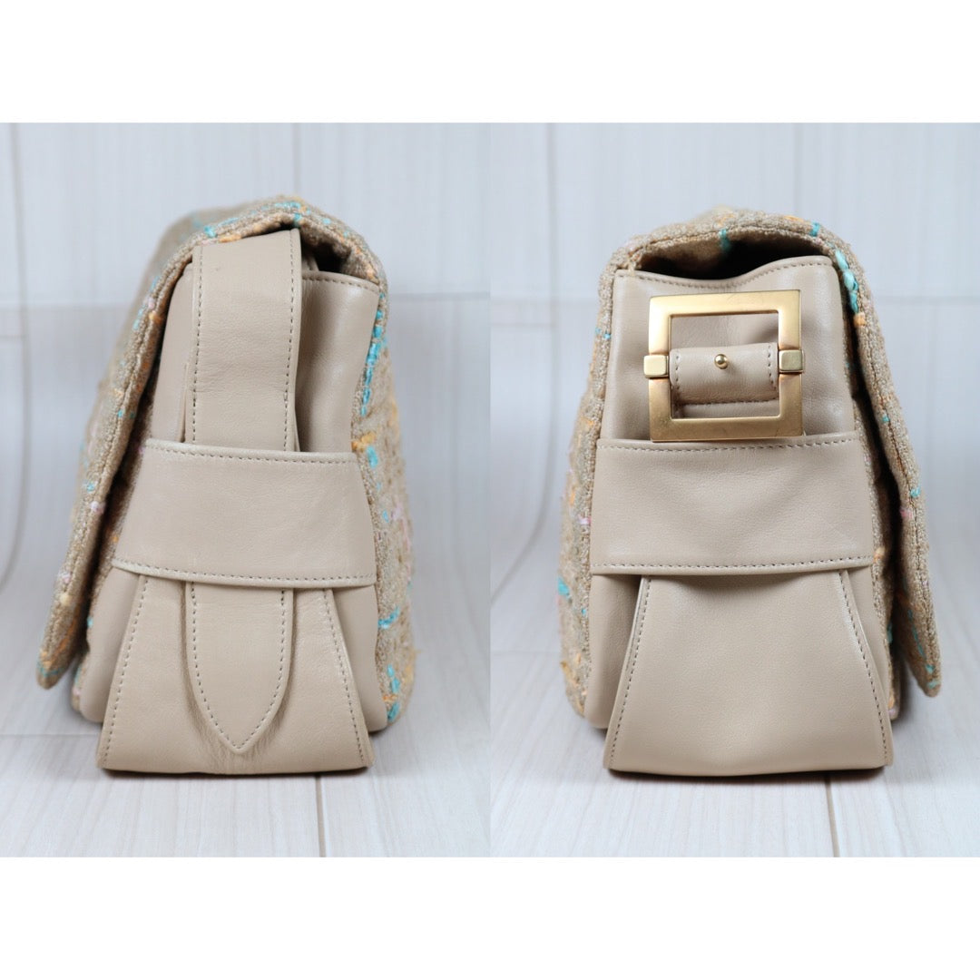 Good ( Rank AB)｜ CHANEL Canvas Lamb Leather Weave 2.55 Shoulder Bag｜S24053101