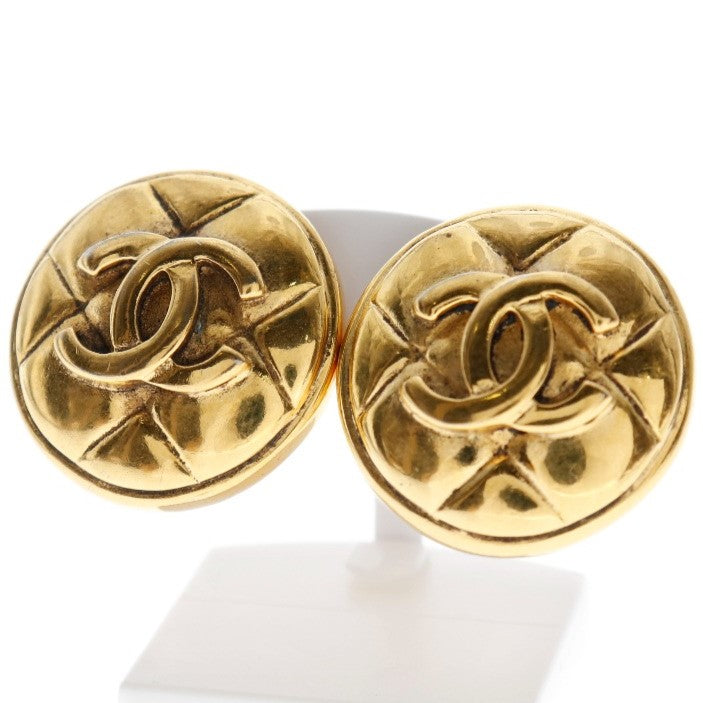 CHANEL Earring Plated Gold gold vintage Matrasse COCO Mark Women Used