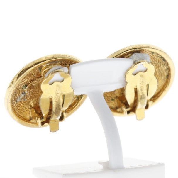 CHANEL Earring Plated Gold gold vintage Matrasse COCO Mark Women Used