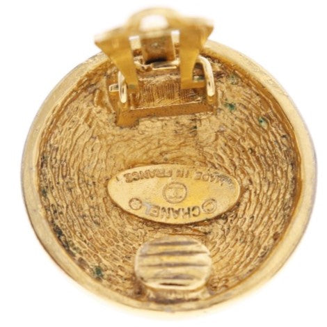 CHANEL Earring Plated Gold gold vintage Matrasse COCO Mark Women Used