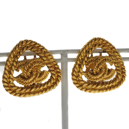 CHANEL Earring Plated Gold gold vintage Triangle COCO Mark Women Used