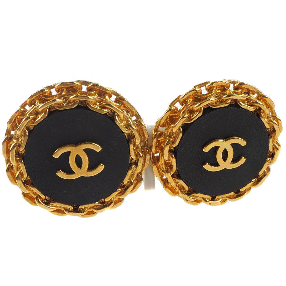 CHANEL Earring Plated Gold gold vintage COCO Mark Women Used