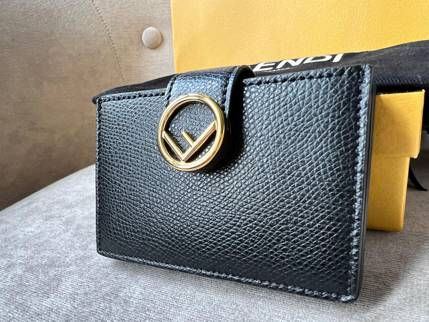 Fendi Black Gusseted Card Holder