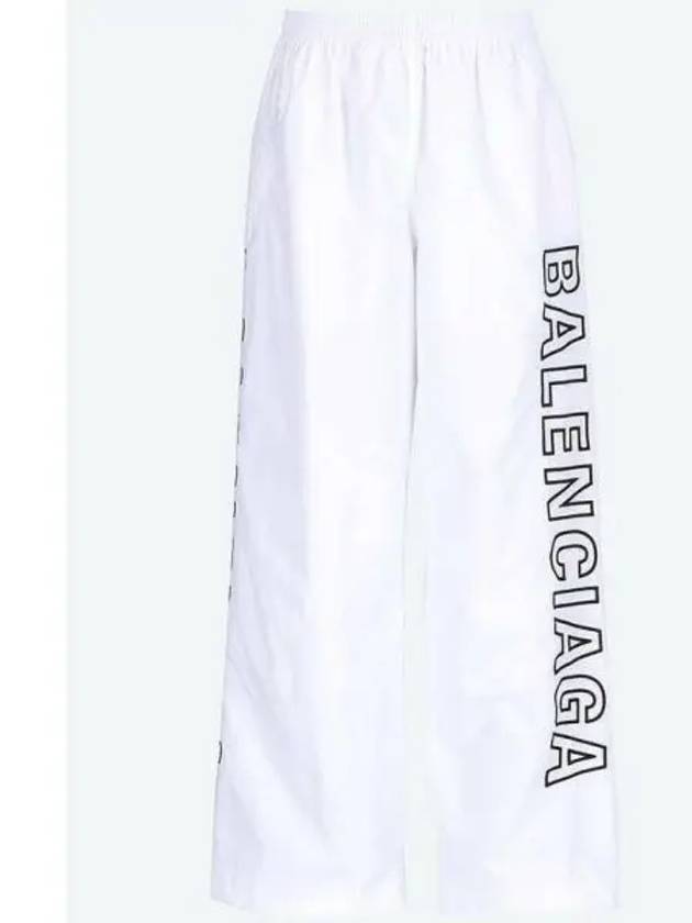 Luxury Balenciaga  Embroidered Logo Polyester Wide Track Pants White