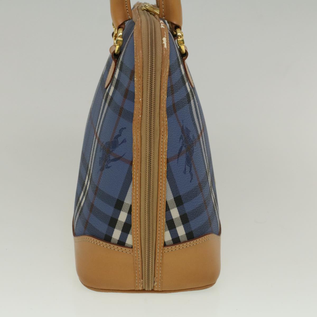 BURBERRYSs Nova Check Hand Bag PVC Leather Beige Blue Auth 59259
