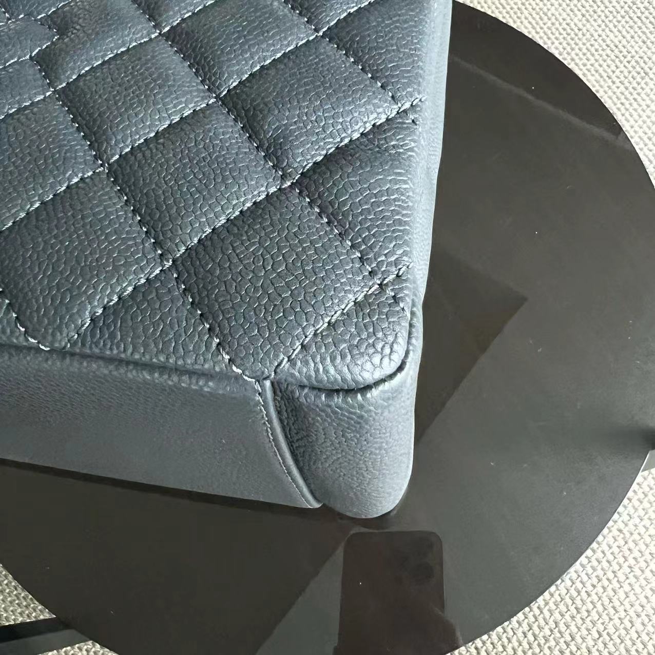 Caviar GST Grand Shopping Tote Quilted Grained Calfskin Grey Silver Hardware Series 13