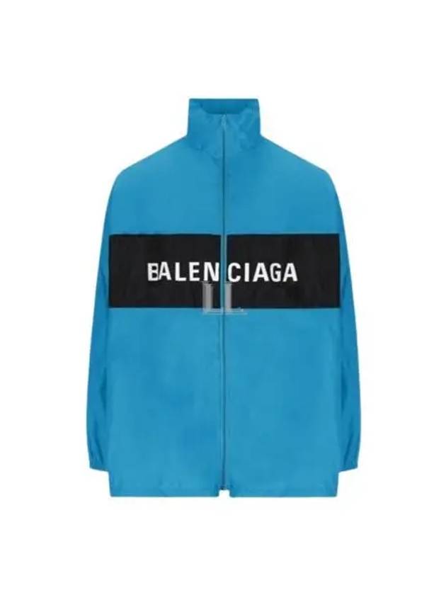 Luxury Balenciaga  Logo Print Nylon Windbreaker Blue