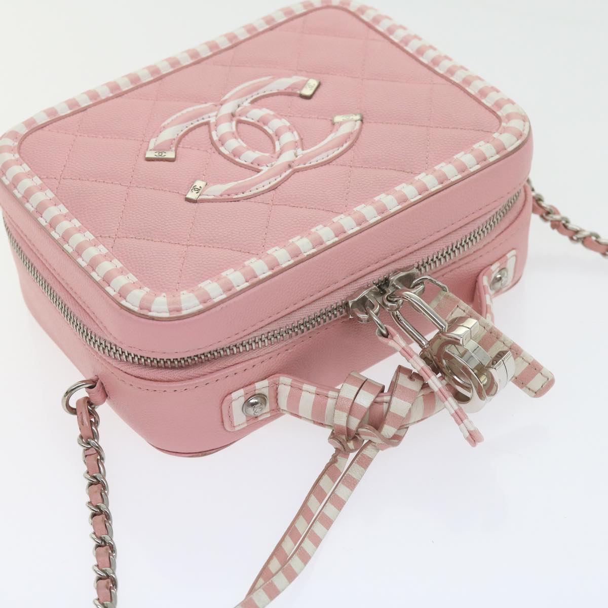 Top Quality Chanel Matelasse Chain Shoulder Bag Caviar Skin Wine Red CC Auth 59605A
