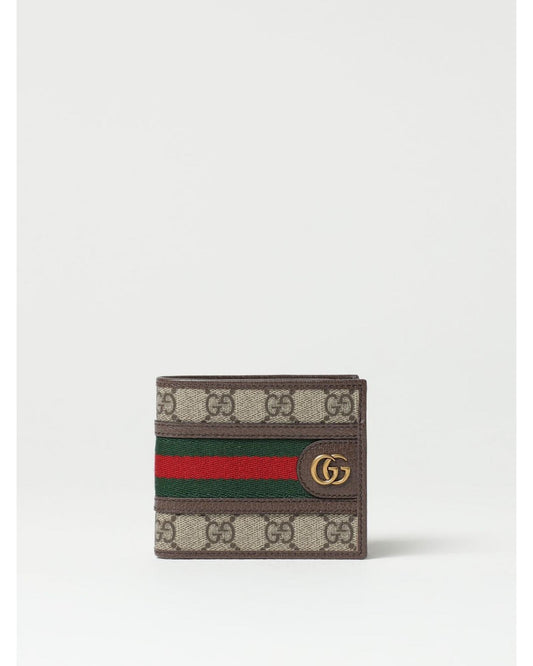 Gucci Canvas Stripe Wallet Men Beige Beige