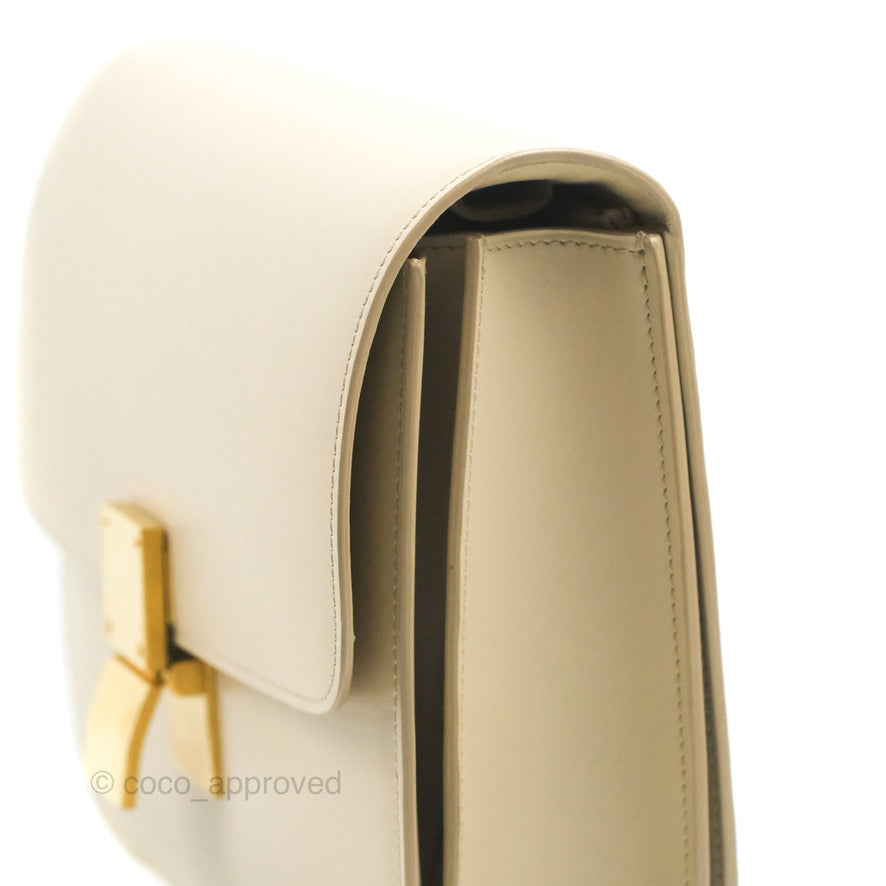 Celine Medium Classic Box Flap Ivory Calfskin