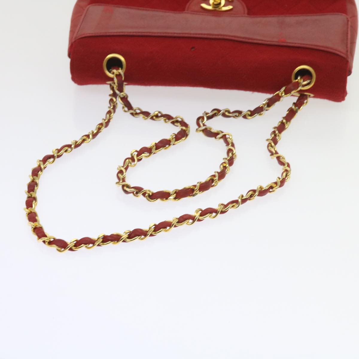 Top Quality Chanel Matelasse Chain Shoulder Bag Canvas Red CC Auth 59869A