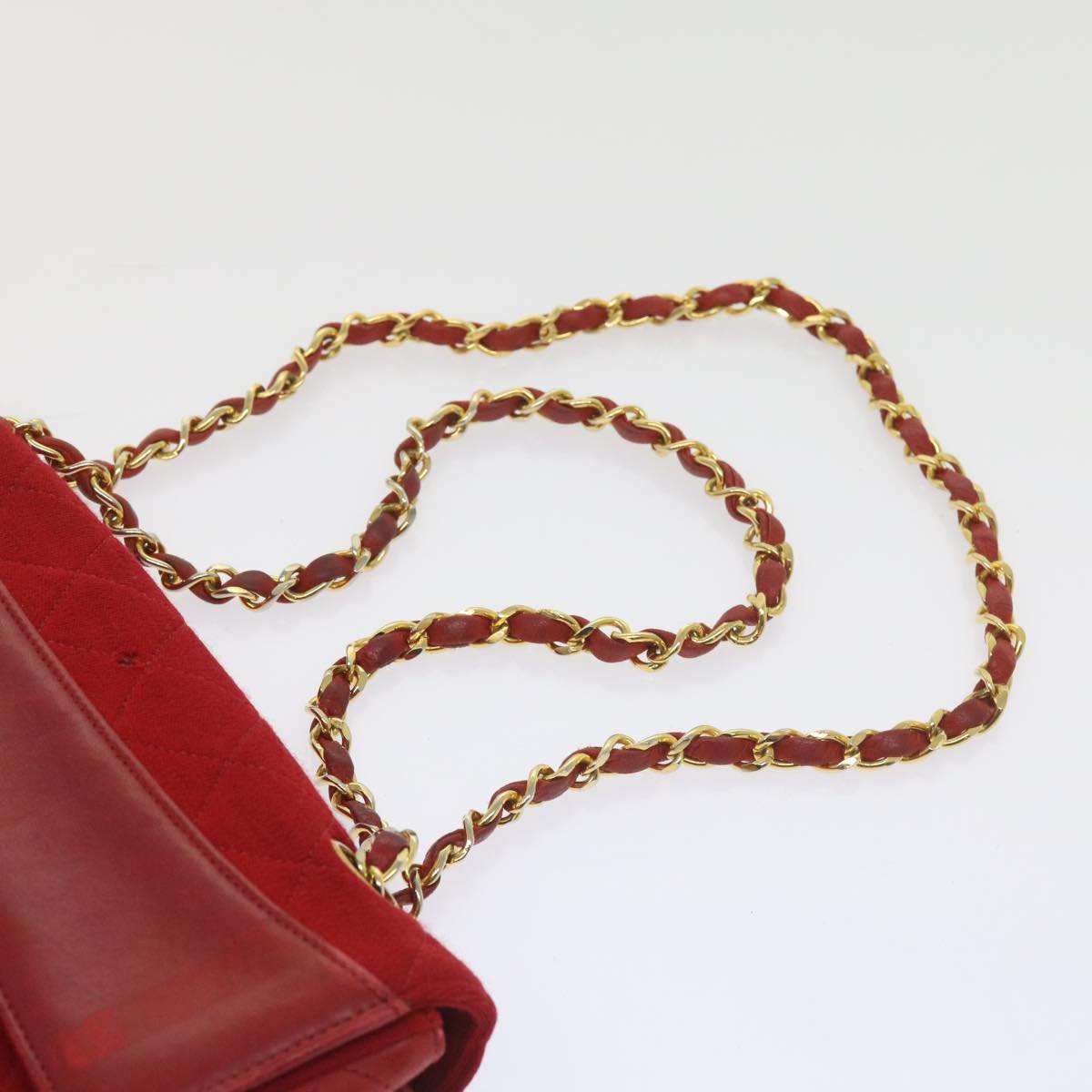Top Quality Chanel Matelasse Chain Shoulder Bag Canvas Red CC Auth 59869A