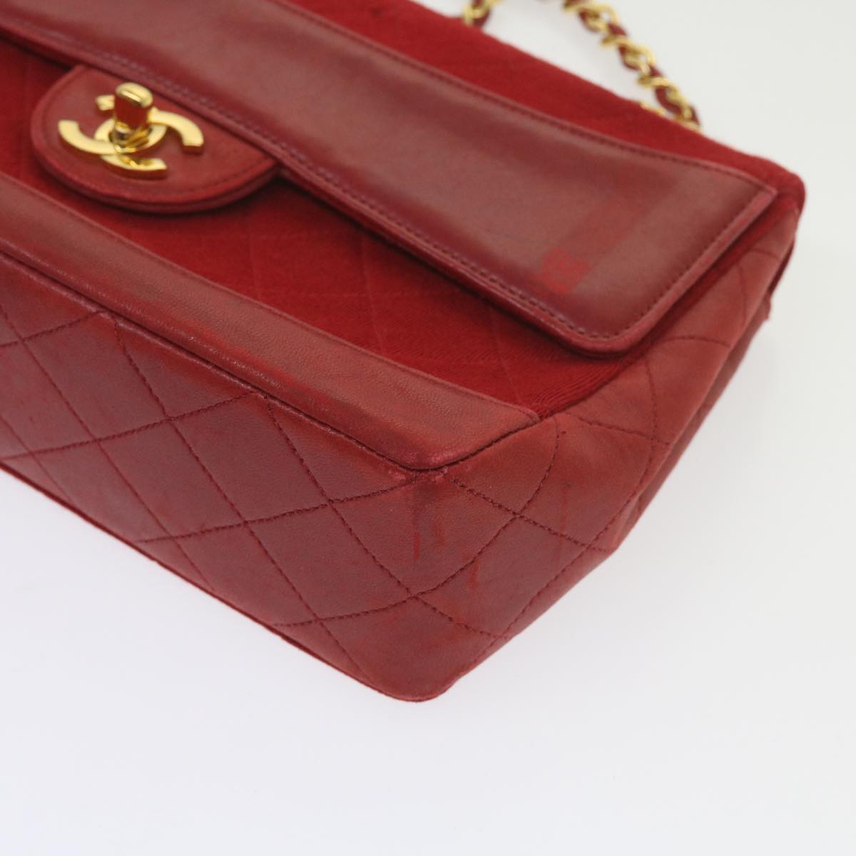 Top Quality Chanel Matelasse Chain Shoulder Bag Canvas Red CC Auth 59869A