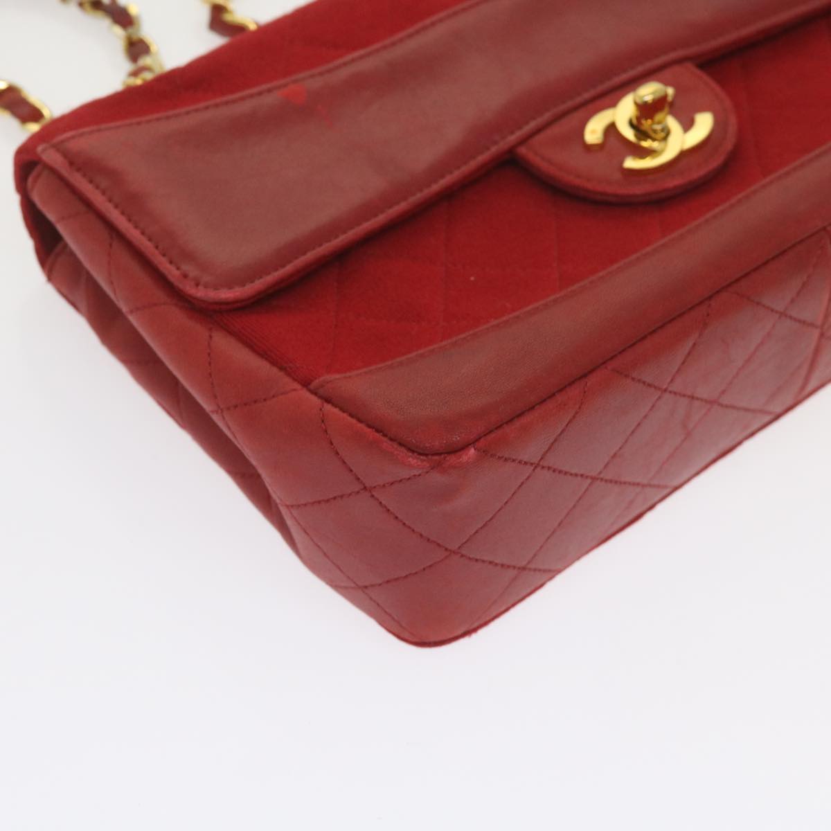 Top Quality Chanel Matelasse Chain Shoulder Bag Canvas Red CC Auth 59869A