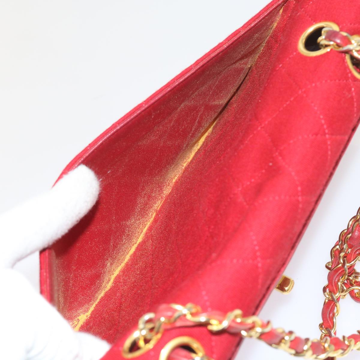 Top Quality Chanel Matelasse Chain Shoulder Bag Canvas Red CC Auth 59869A