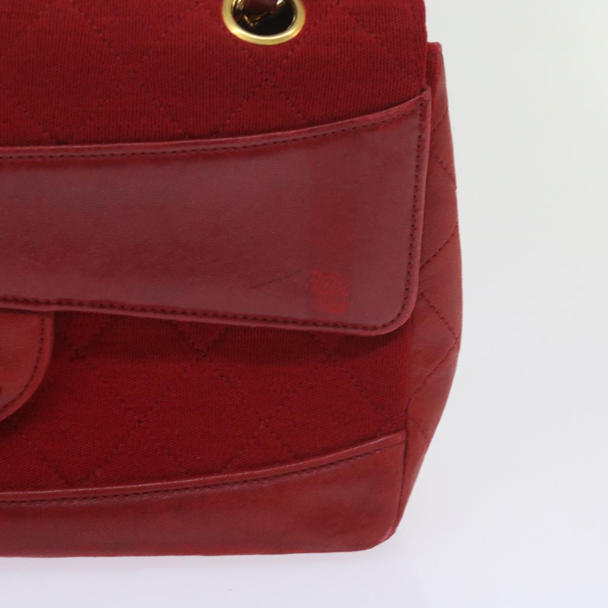 CHANEL Matelasse Chain Shoulder Bag Canvas Red CC Auth 59869A