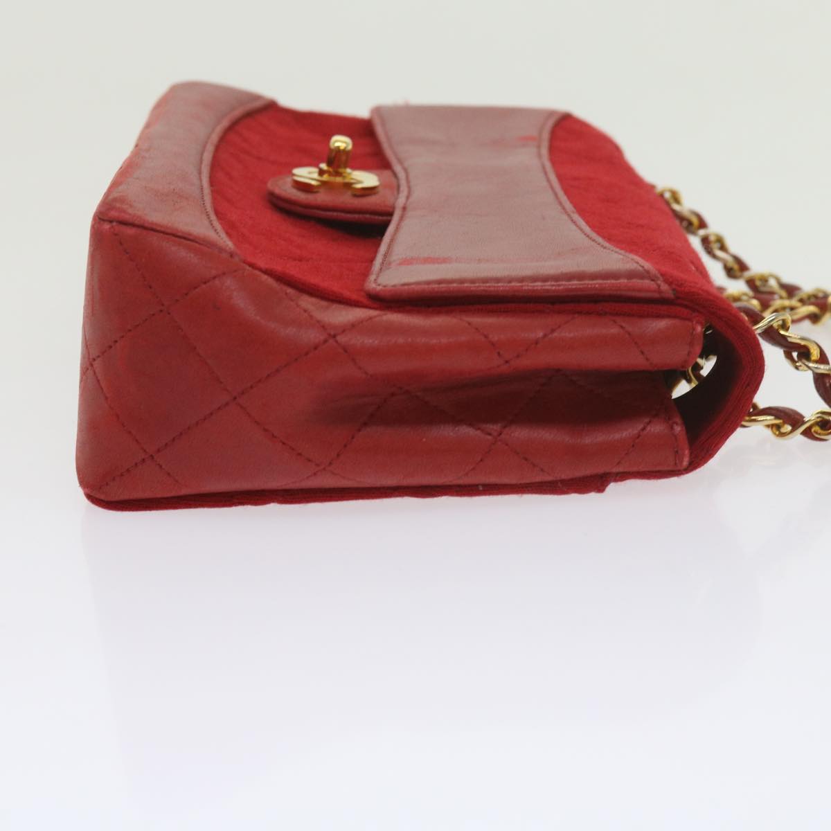 Top Quality Chanel Matelasse Chain Shoulder Bag Canvas Red CC Auth 59869A