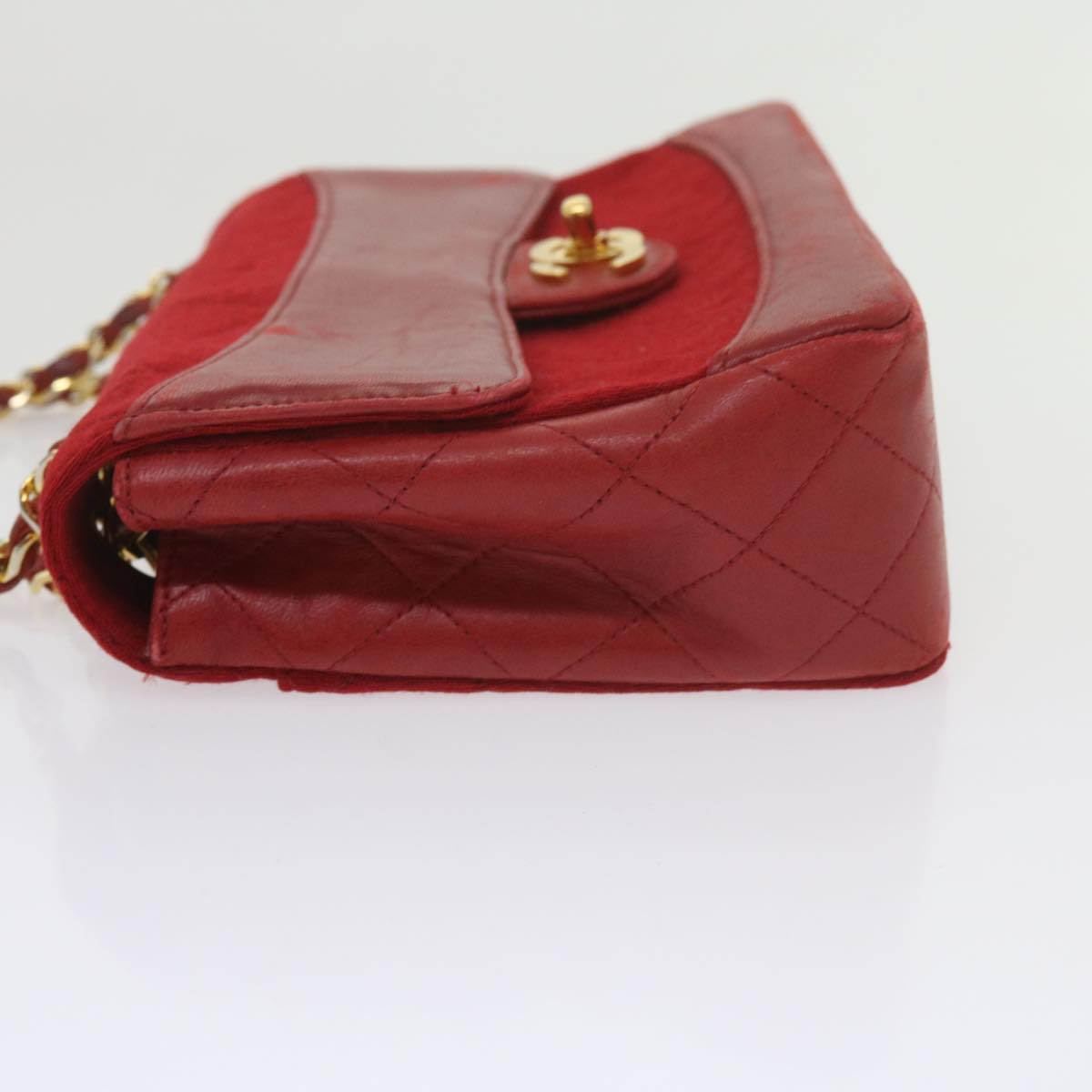 Top Quality Chanel Matelasse Chain Shoulder Bag Canvas Red CC Auth 59869A