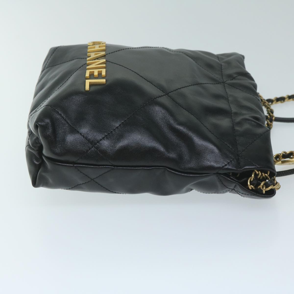 CHANEL  22 Chain Hand Bag Leather Black AS3980 CC Auth 59889S