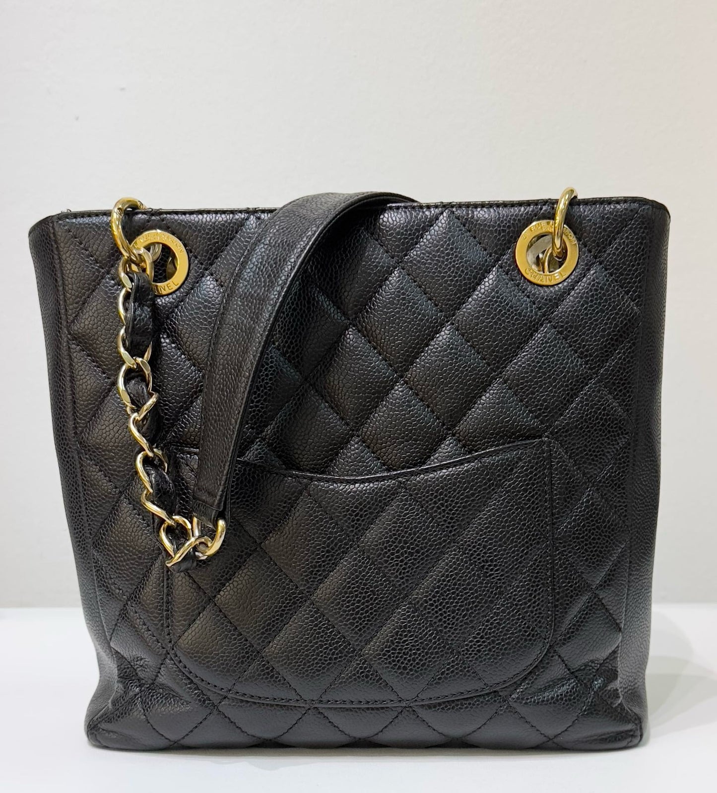 Chanel Caviar Quilted Petit Shopping Tote PST Black