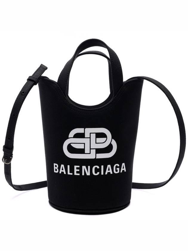 Luxury Balenciaga  Logo Wave Bucket Tote Bag Black