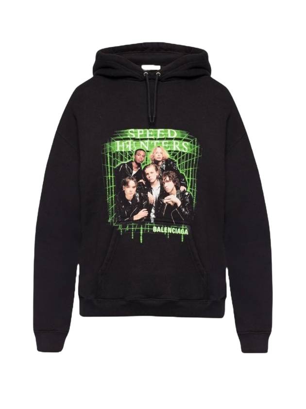 Luxury Balenciaga  Speed Hunter Print Hoodie Black