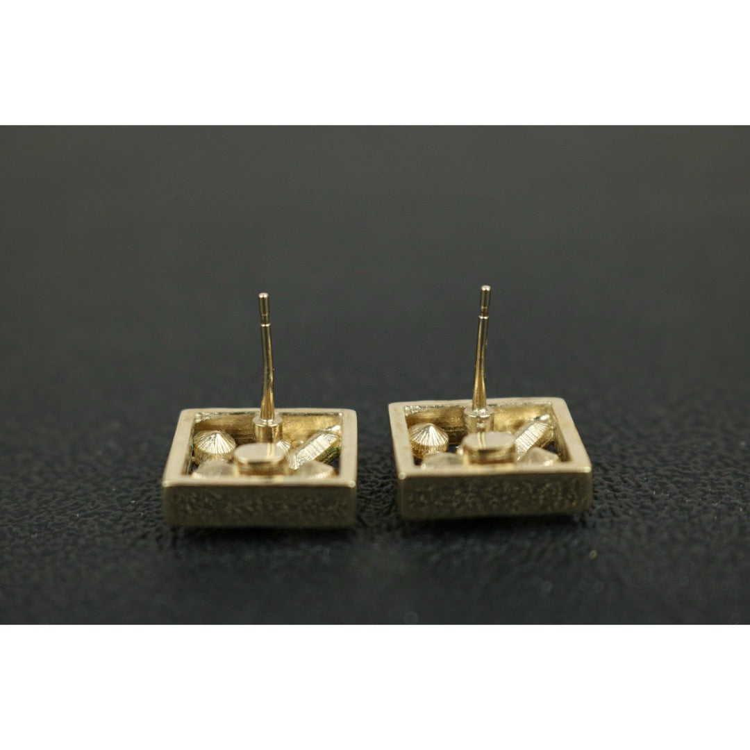 Excellent（Rank SA）｜ CHANEL Coco Mark Square Rhinestone Pearl Earrings Golden｜F25022004