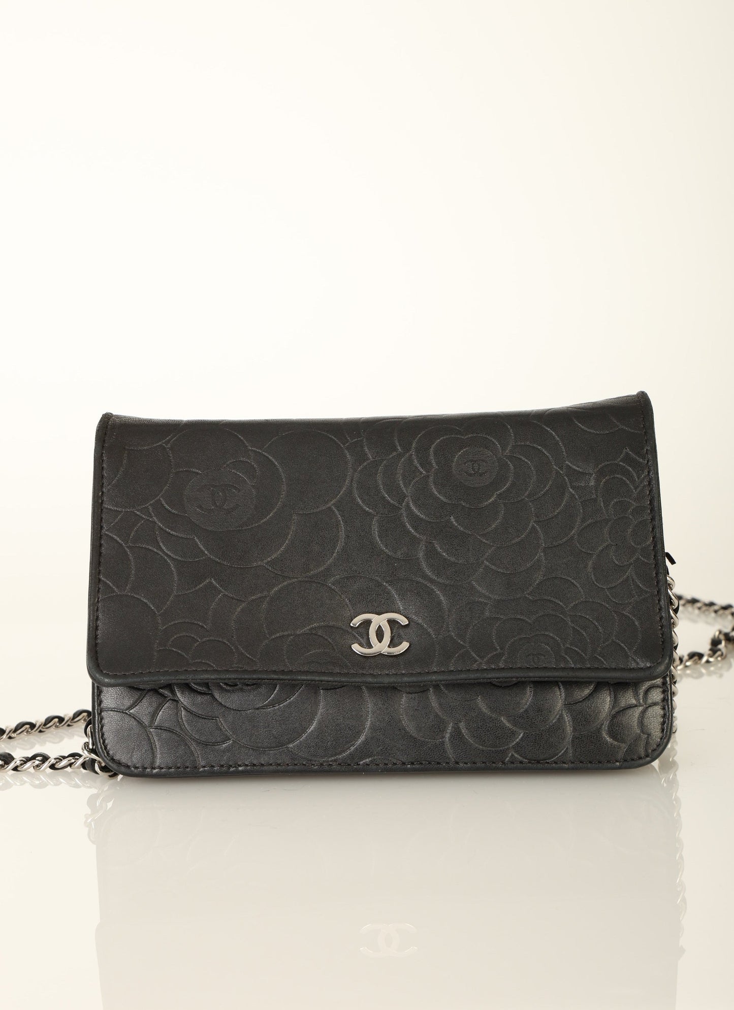 Chanel 2009 Lambskin Camellia Wallet on Chain