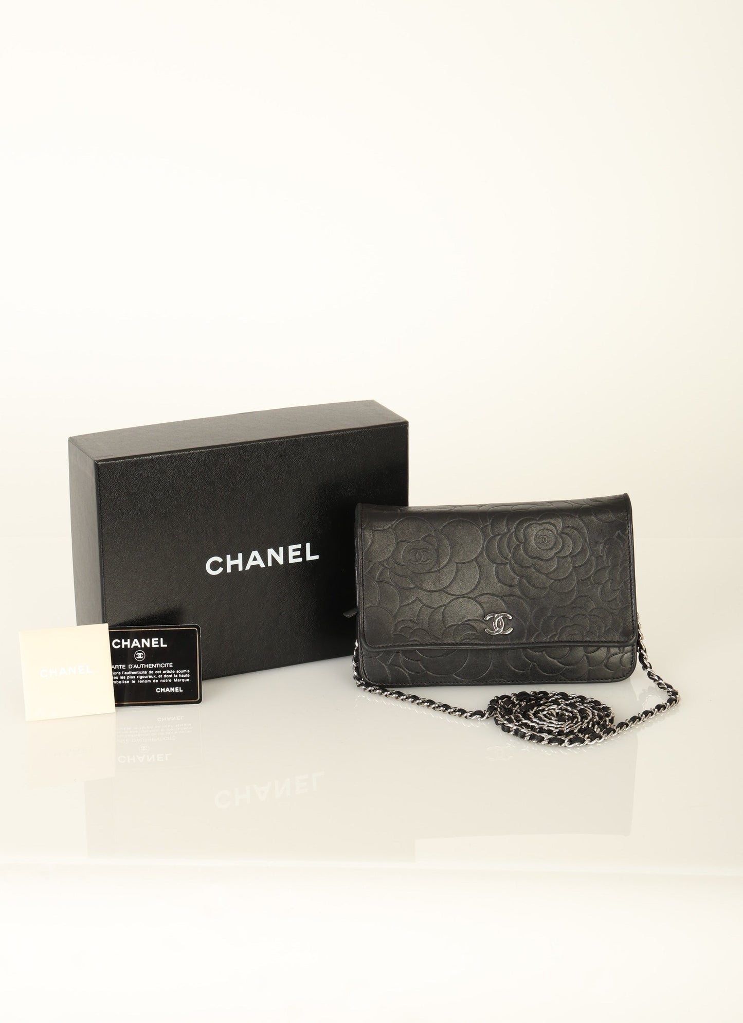 Chanel 2009 Lambskin Camellia Wallet on Chain