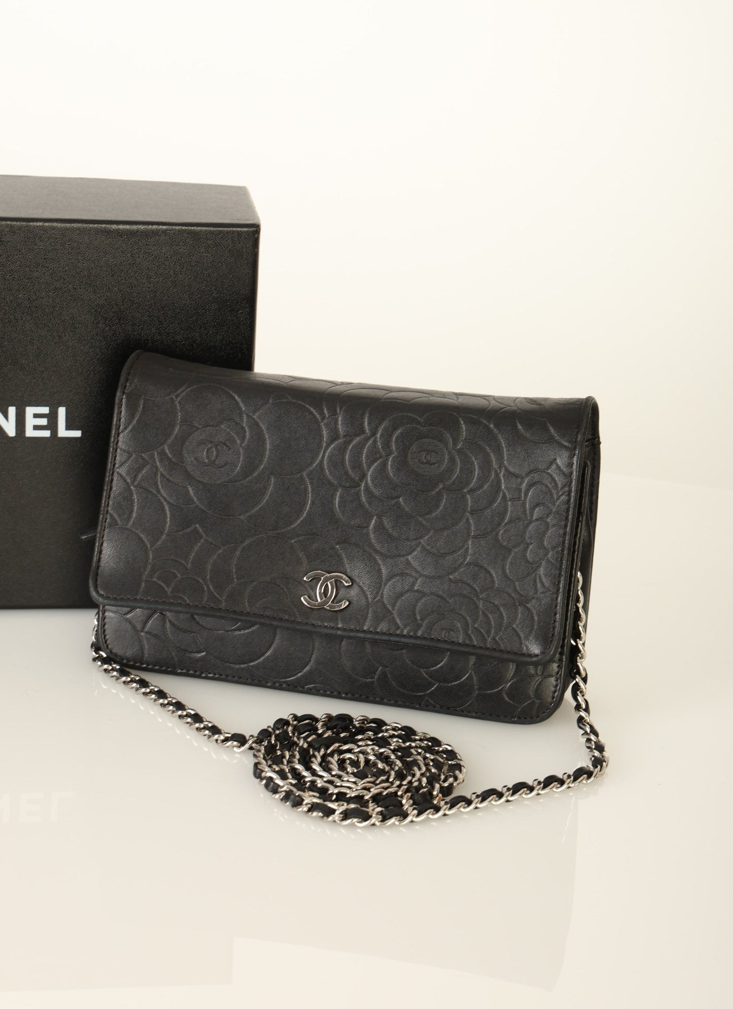 Chanel 2009 Lambskin Camellia Wallet on Chain