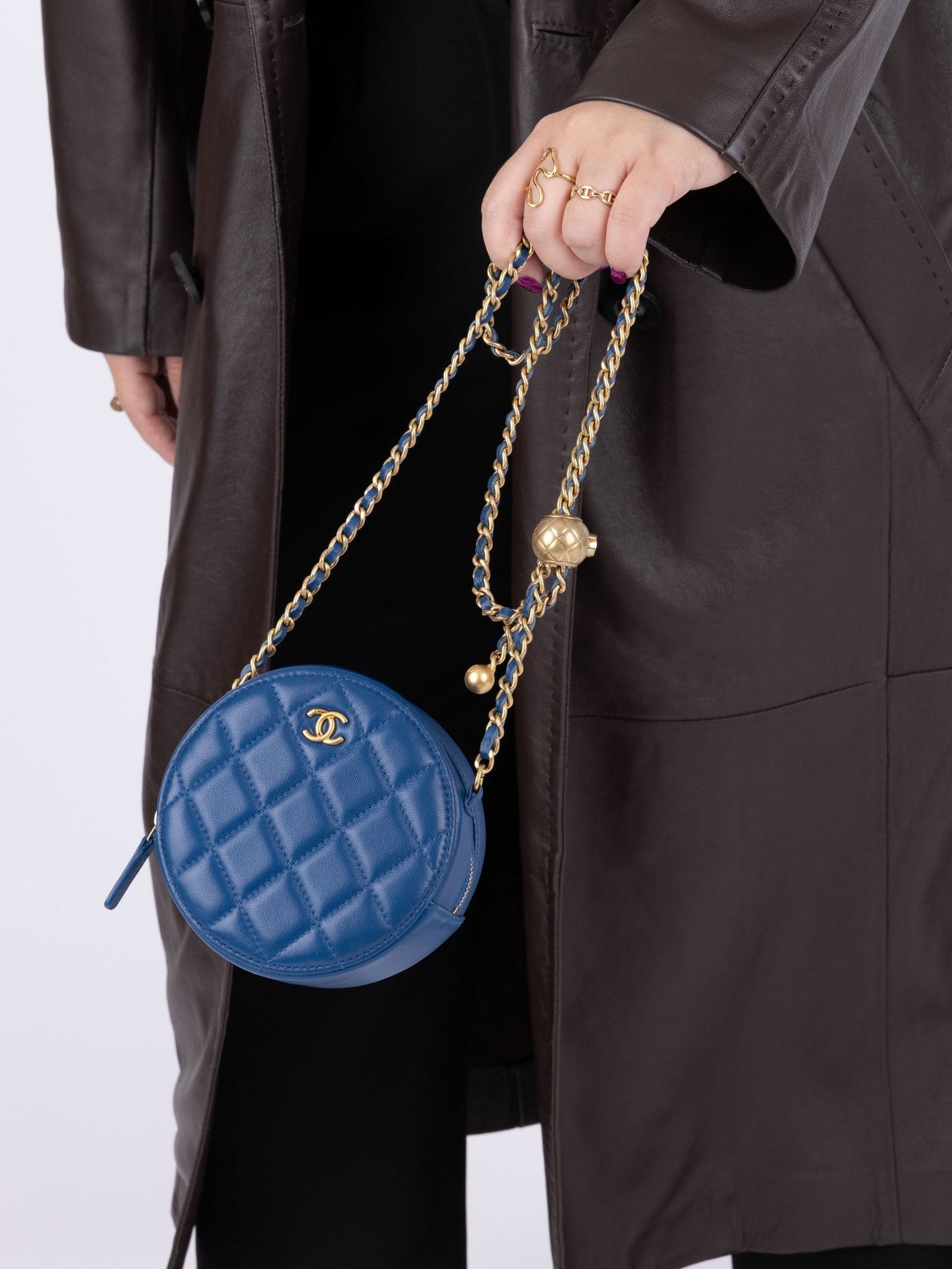 Chanel 2020 Lambskin Round Pearl Crush Crossbody