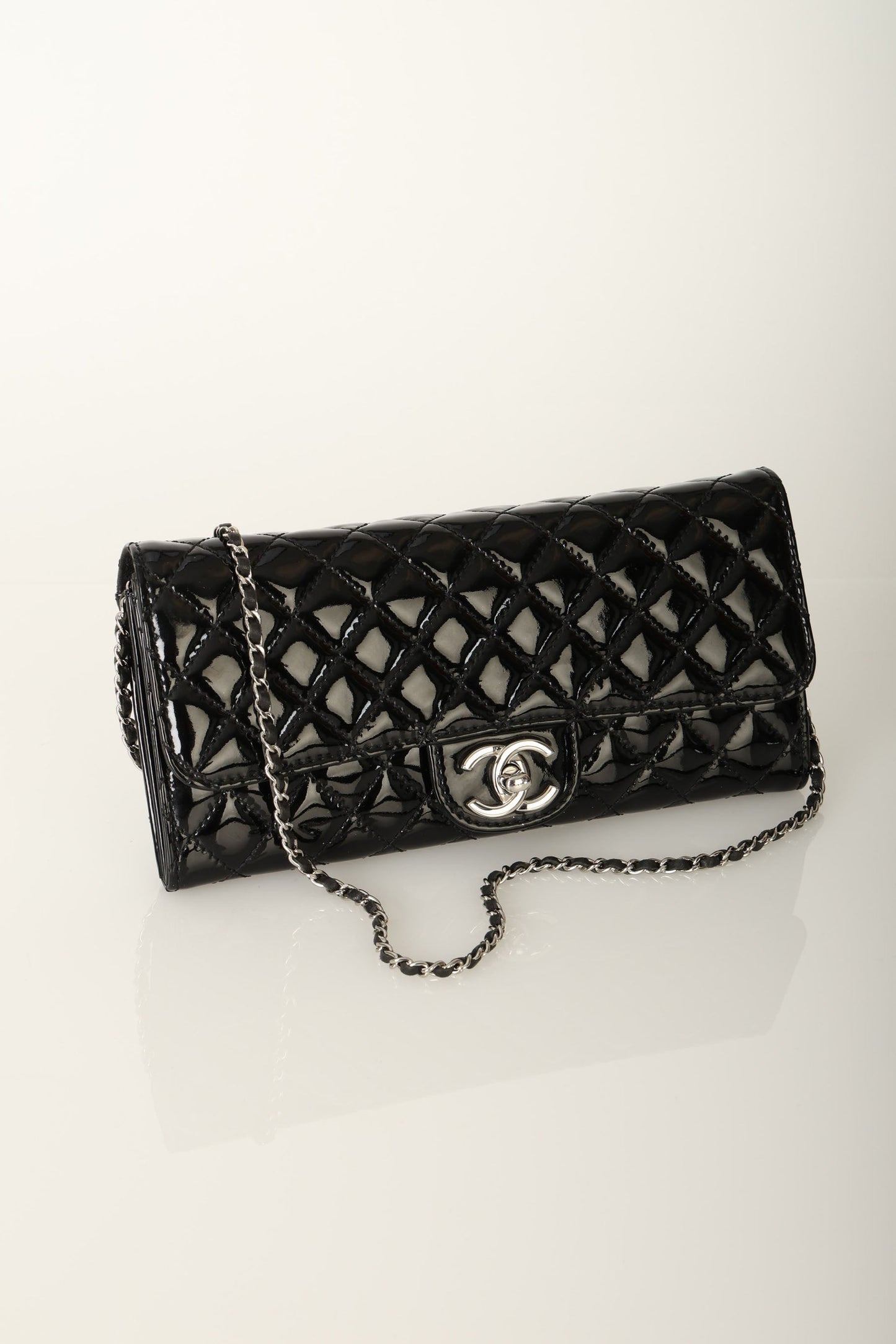 Chanel 2011 Patent Leather East West Wallet on Chain